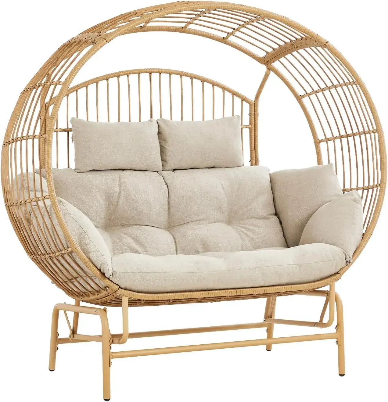 Cozy Outdoor Glider Egg Chair for Two with Thick Cushions