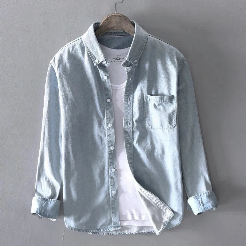 Cotton Long Sleeve Denim Shirt for Men