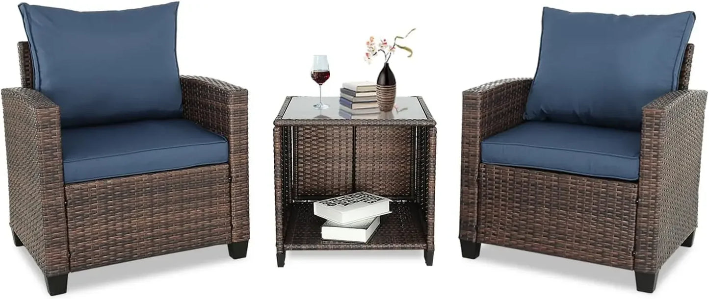 3 4 5 Pieces Patio Furniture Sets Outdoor Sectional Wicker Set Outdoor Conversation Set Patio Loveseats with Coffee Table