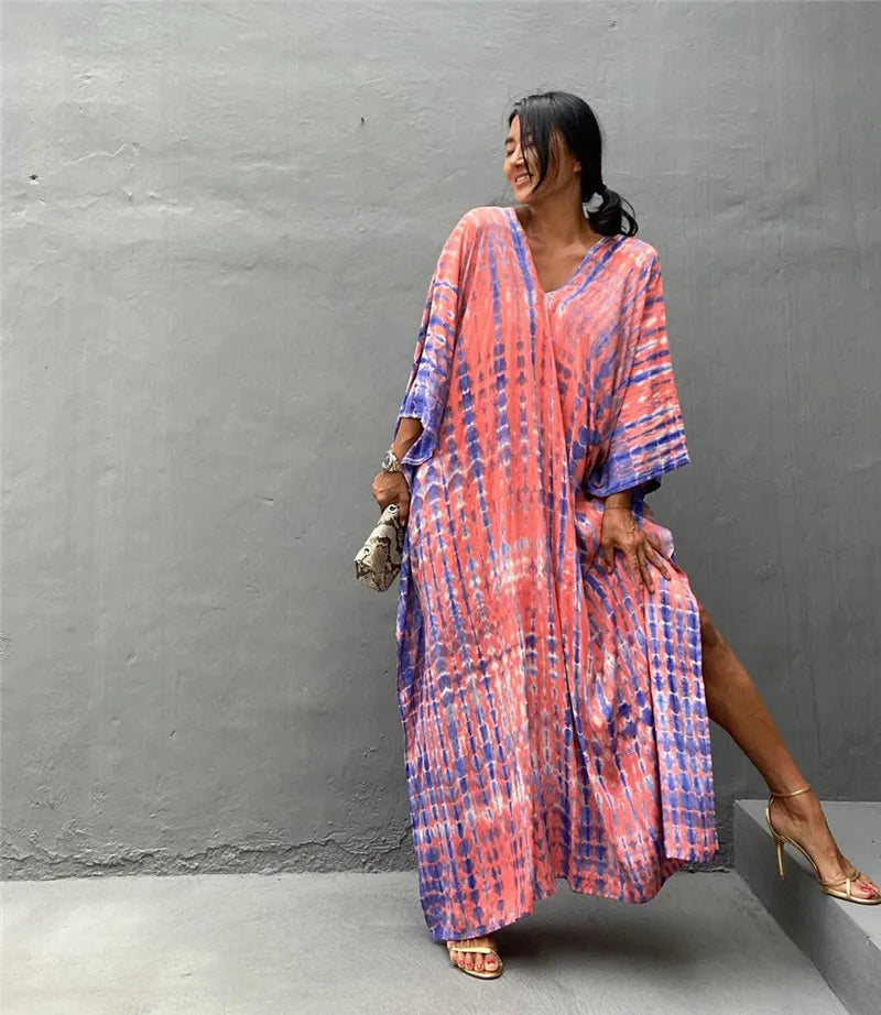 Plus Size Women Beach Coverup Casual Kaftan Swimwear Dress