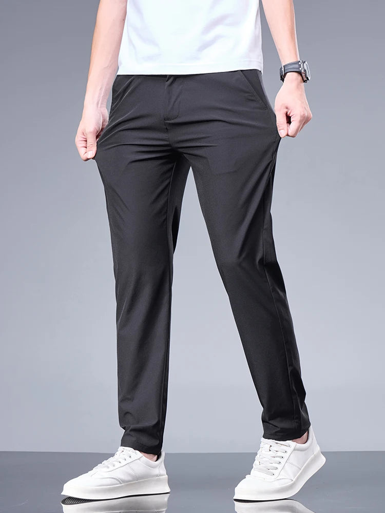 Men's Casual Ice Silk Straight Pants for Spring and Summer