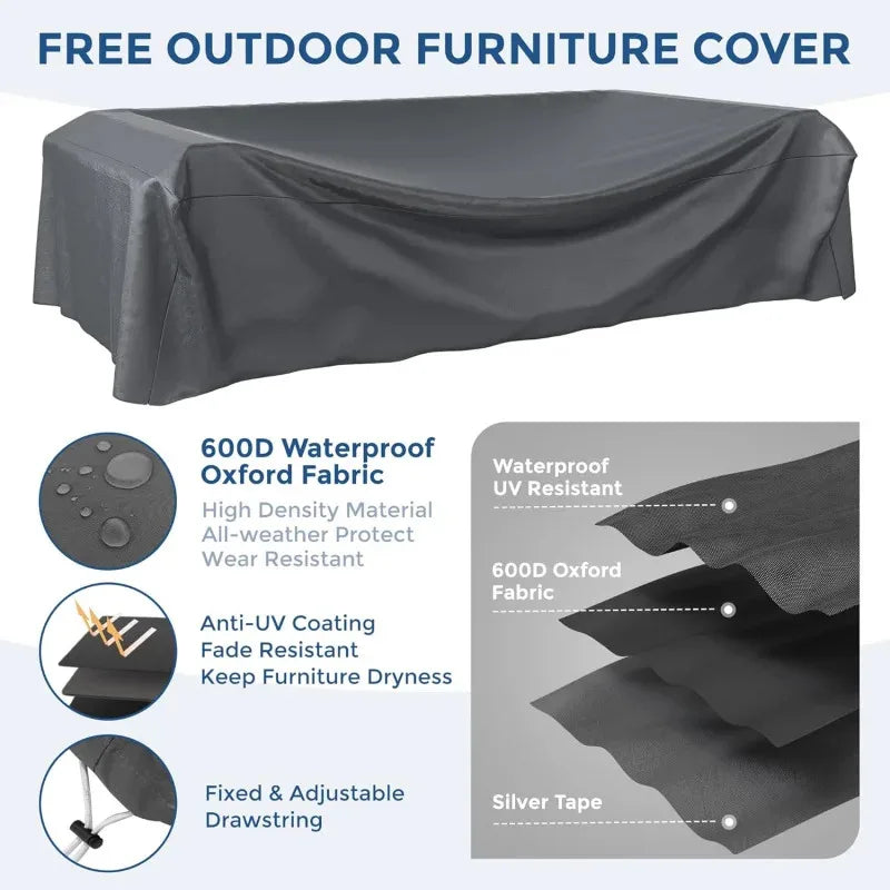 Outdoor Sectional Patio Furniture Set with Waterproof Cover