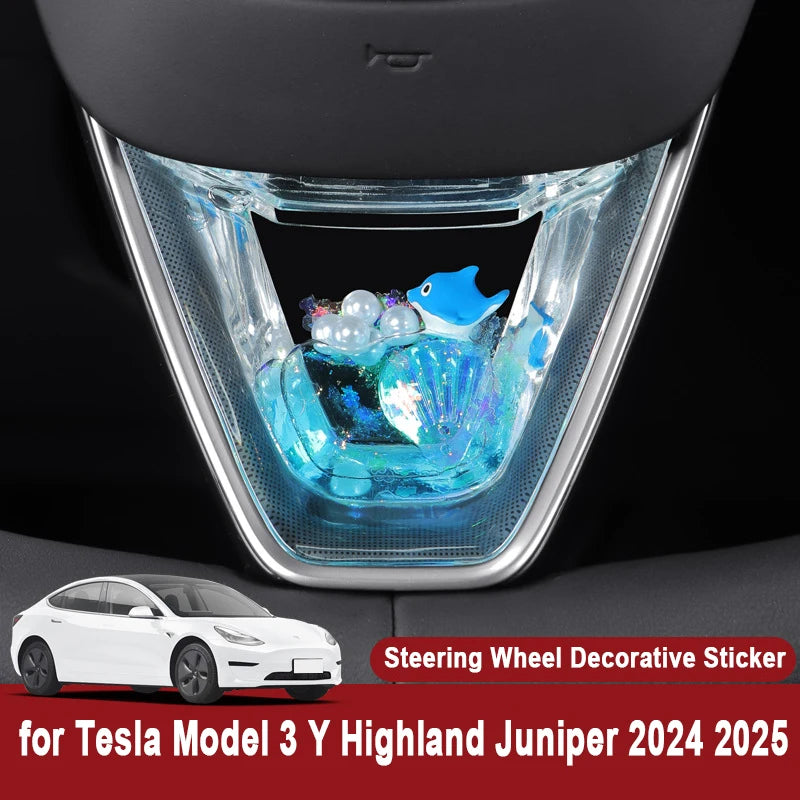 Dynamic Sequin Steering Wheel Sticker for Tesla Model 3 Y