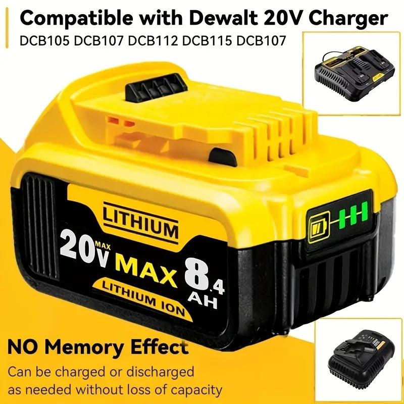 Replace DeWei 20V 8.4Ah DCB205 Hand Drill Battery for Electric Tools
