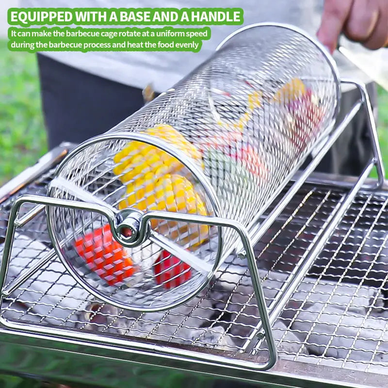 Stainless Steel BBQ Grill Rotisserie Basket for Perfect Roasting