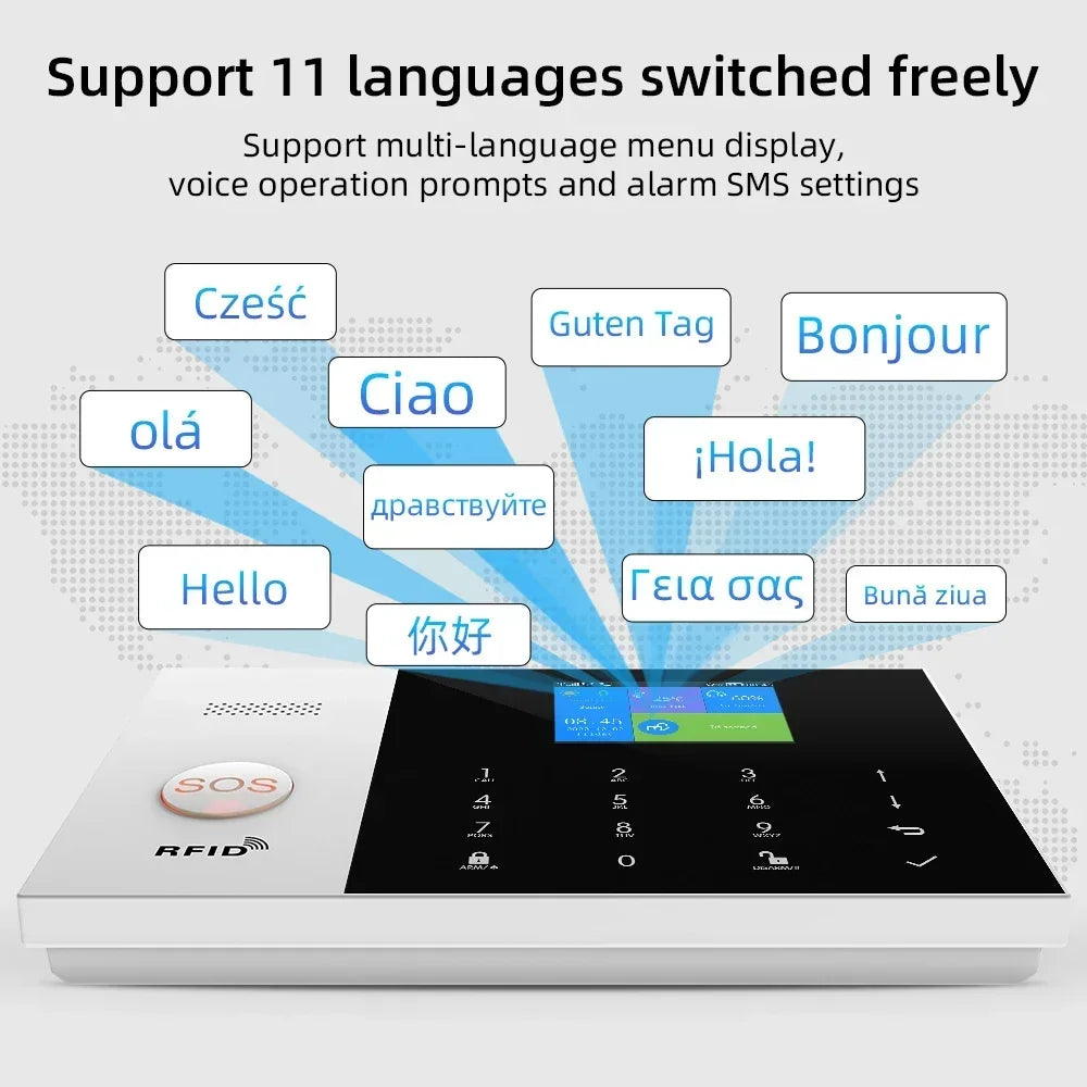 New Wireless Home Alarm System GSM WiFi Motion Sensor Detector Burglar Alarm Tuya SmartLife App Garden Home Alarm PG105