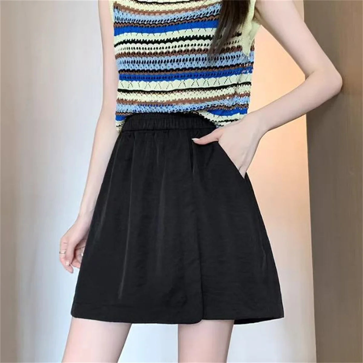 DOHTIH Women High Waist Loose Skirt Shorts