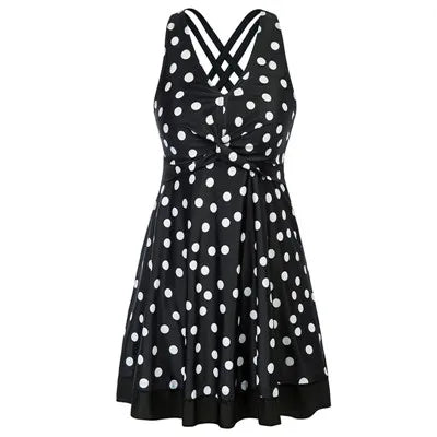 Plus Size Women Summer Swimdress Tankini Set for Chubby Figures