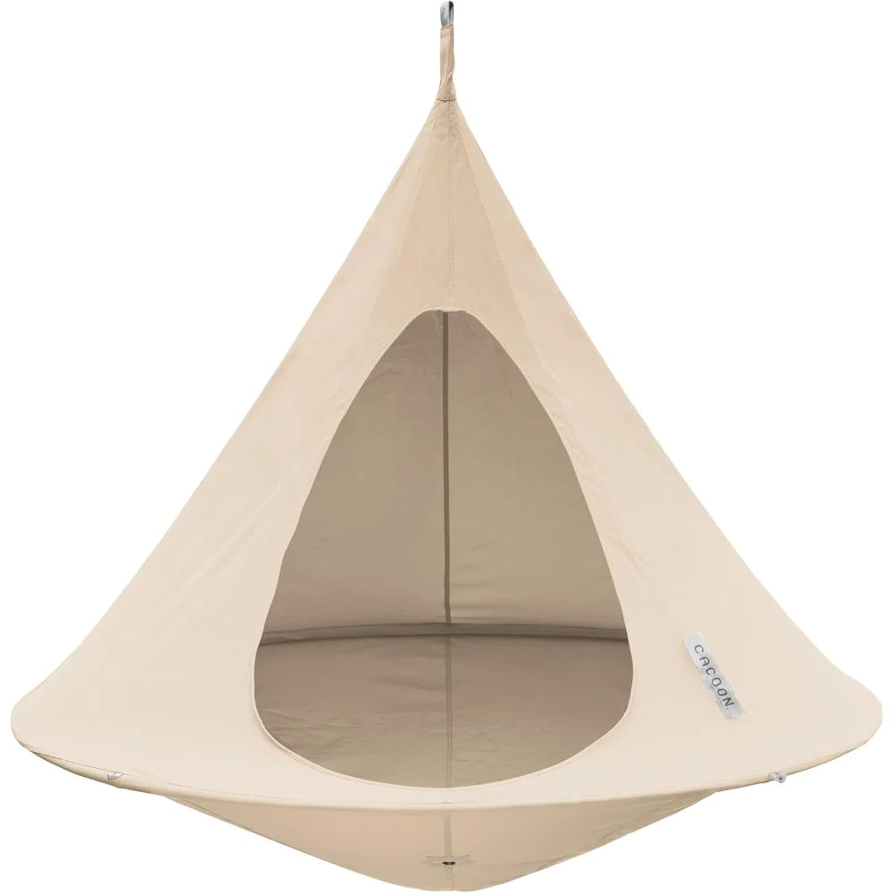 Double Cacoon Hanging Chair for Two Cozy Indoor Outdoor Hammock with Polyester Canvas 440 Pound Capacity