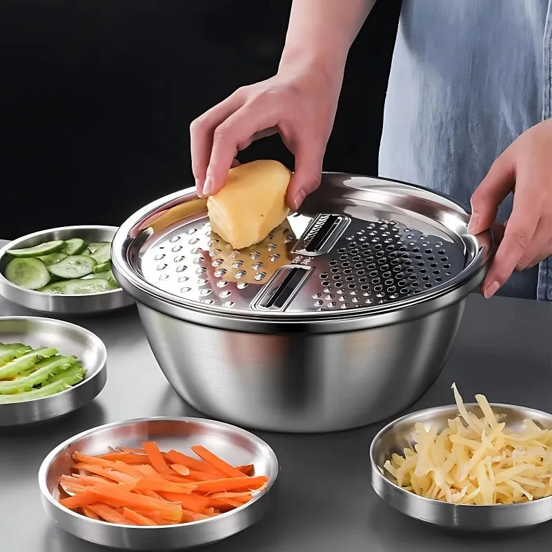 Multi-Function Stainless Steel Vegetable Grater And Drain Basket