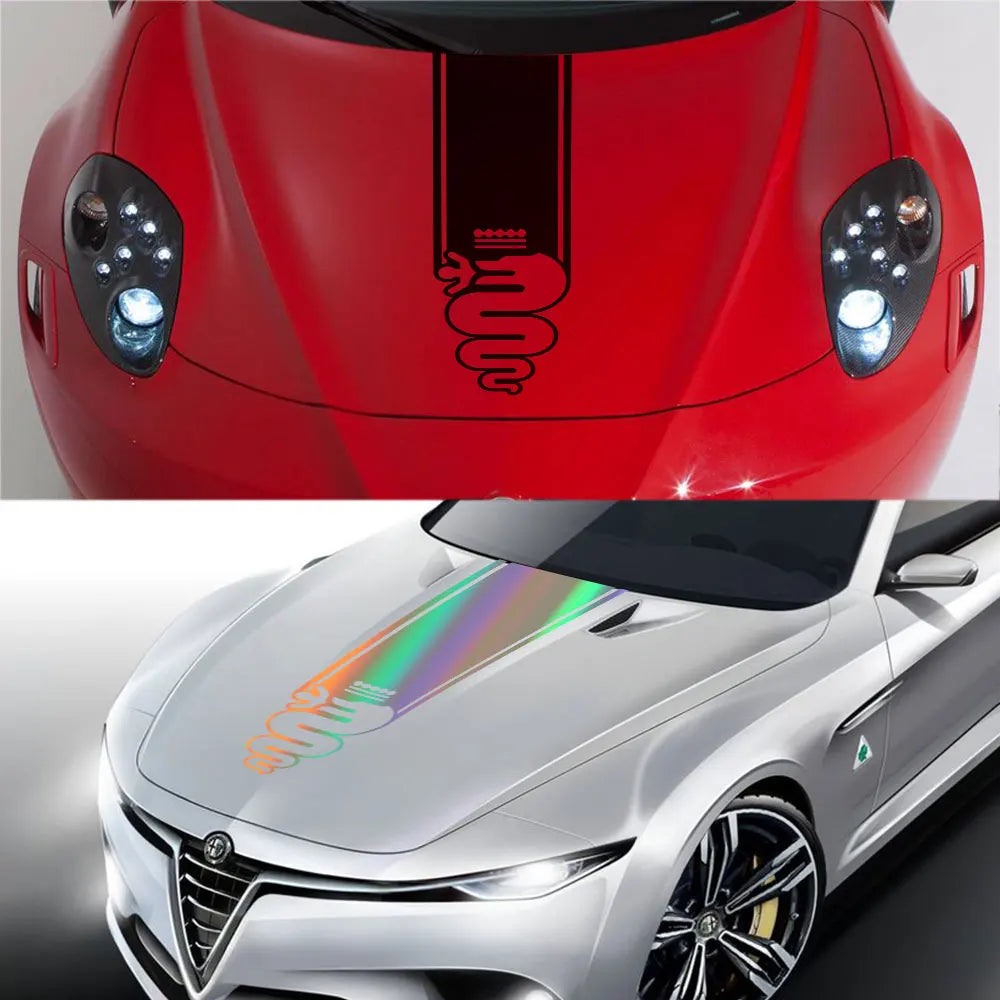 For Alfa Romeo 159 147 Giulietta Stelvio 4C MITO 156 Giulia Sportiva GT Car Hood Vinyl Decals Auto Accessories