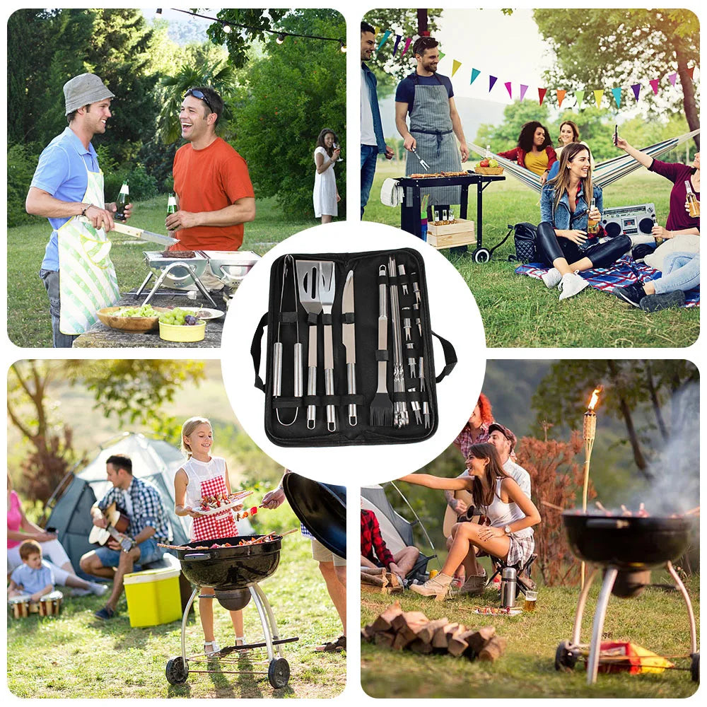 Stainless Steel Barbecue Utensil Set For Outdoor Cooking