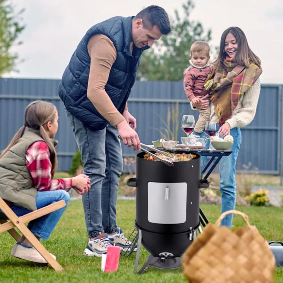 Hign Concerned Vertical Steel Charcoal Smoker Three Layer
