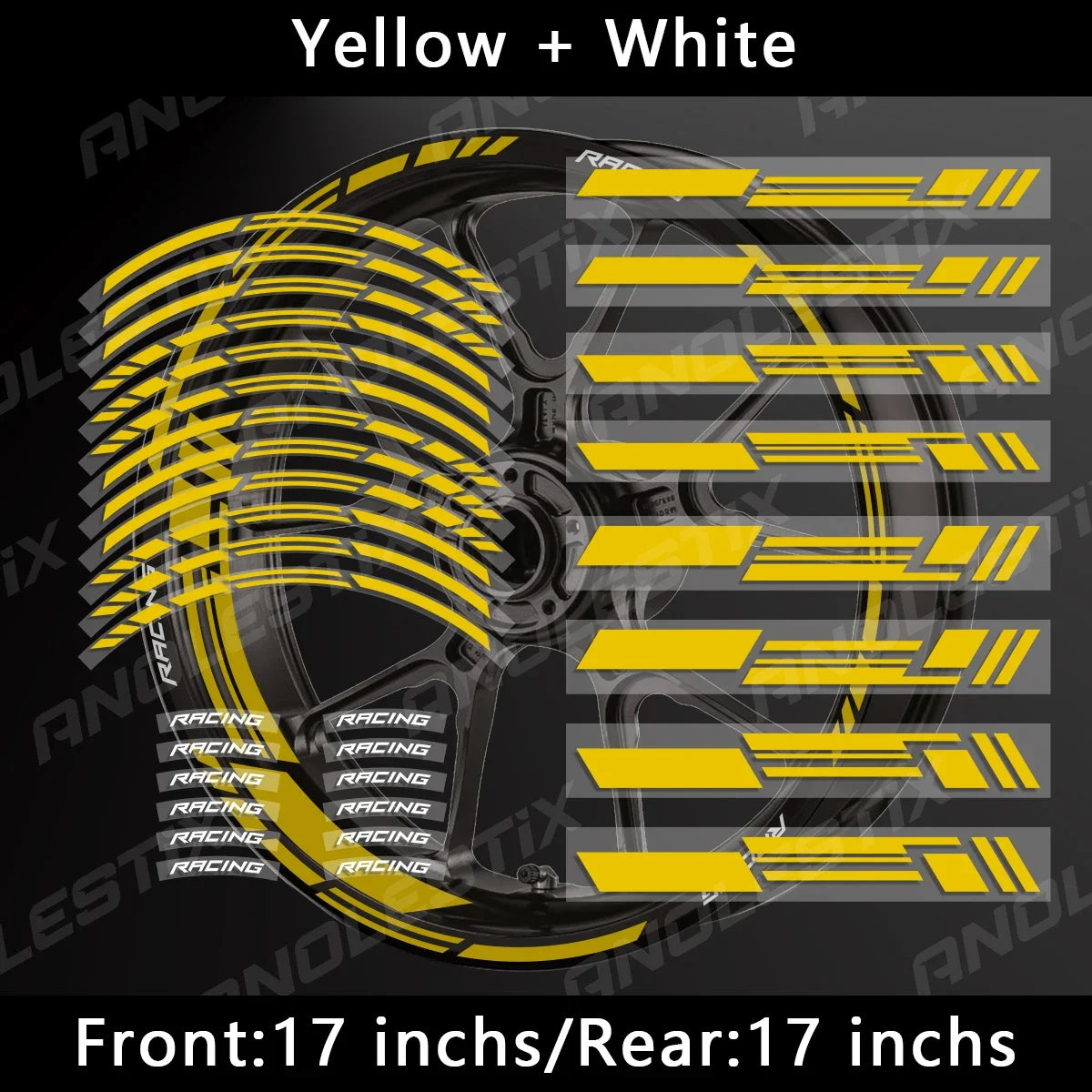 AnoleStix Reflective Motorcycle Wheel Stickers Rim Decal Kit