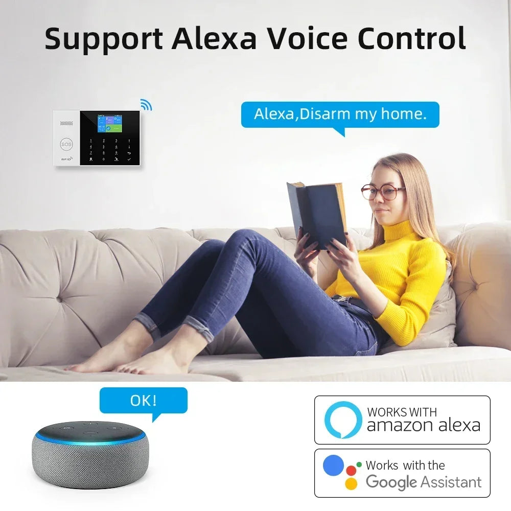 New Wireless Home Alarm System GSM WiFi Motion Sensor Detector Burglar Alarm Tuya SmartLife App Garden Home Alarm PG105