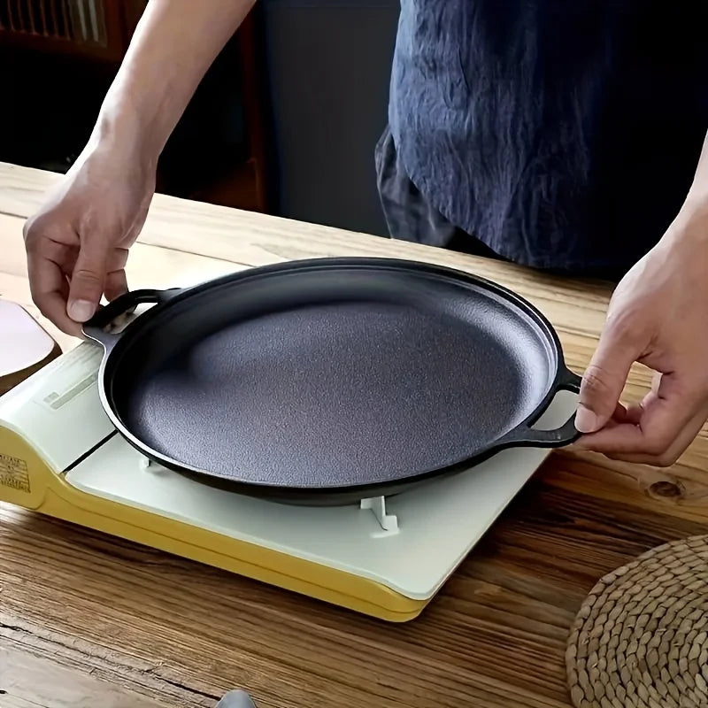 Cast Iron Non-Stick Griddle Pan for Pizza and BBQ Cooking