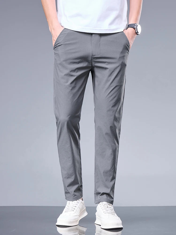 Men's Casual Ice Silk Straight Pants for Spring and Summer