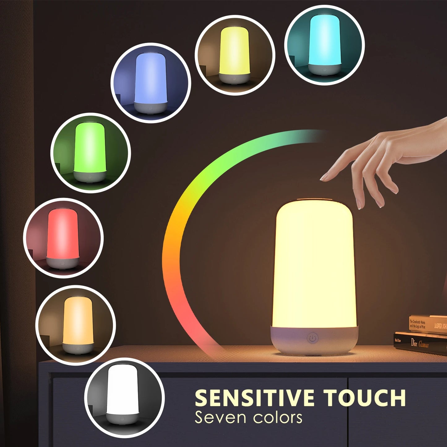 Smart Touch Dimmable RGB Nightstand Lamp for Cozy Ambiance