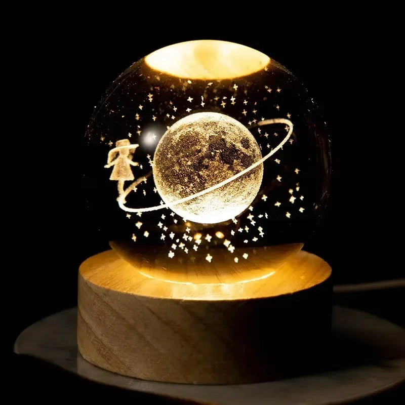 LED Night Light Saturn 3D Moon Table Lamp for Kids