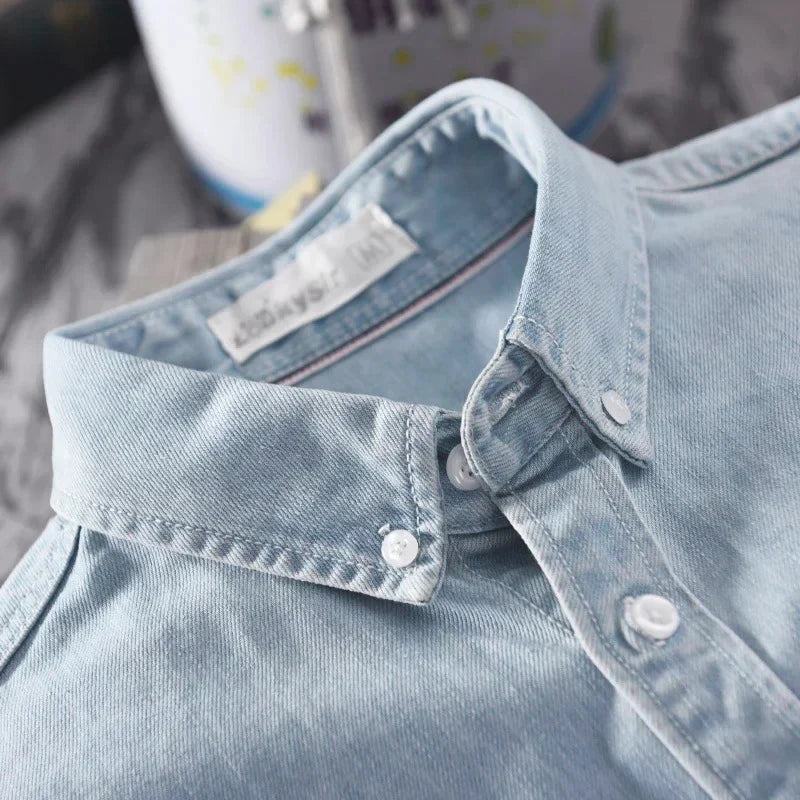 Cotton Long Sleeve Denim Shirt for Men