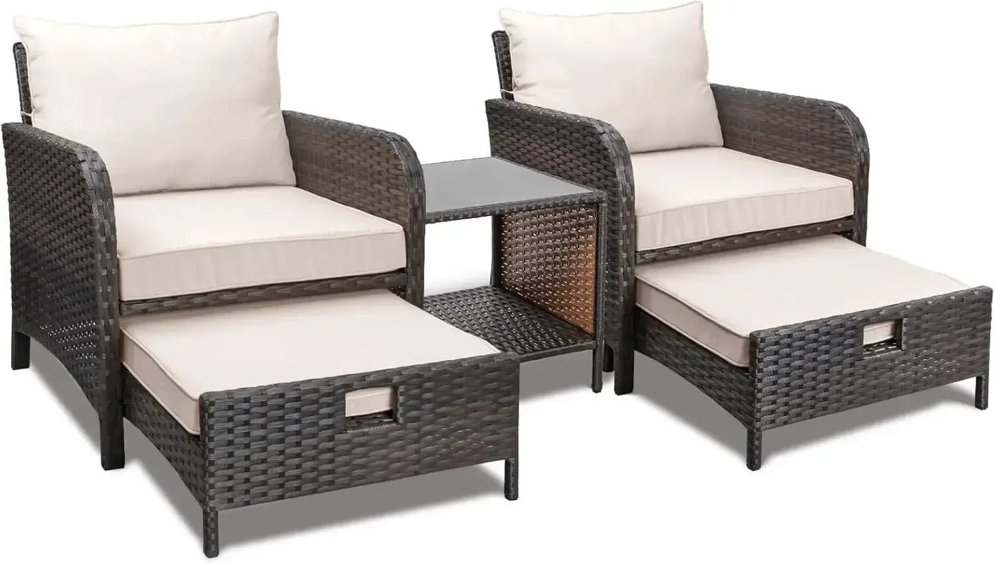 General 5 Piece Patio Conversation Set PE Wicker Furniture