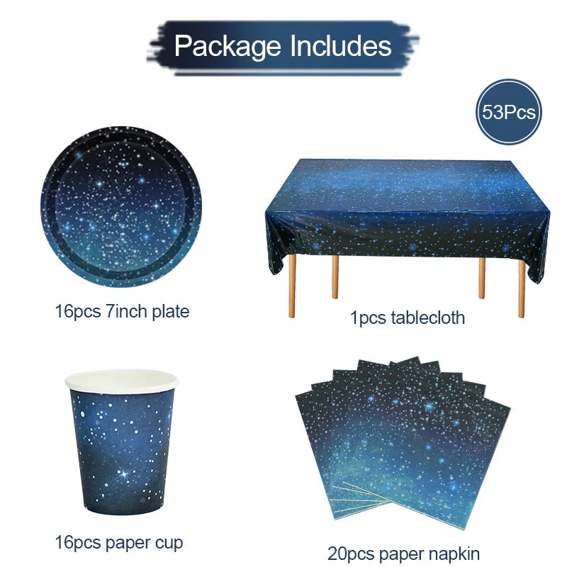 Galaxy Party Disposable Tableware Set for Outer Space Celebrations