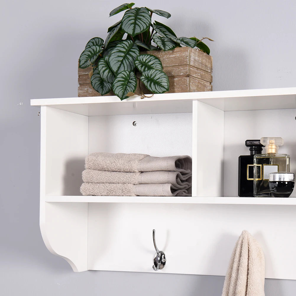 General Use Rustic Wood Coat Rack Wall Mounted With Shelf