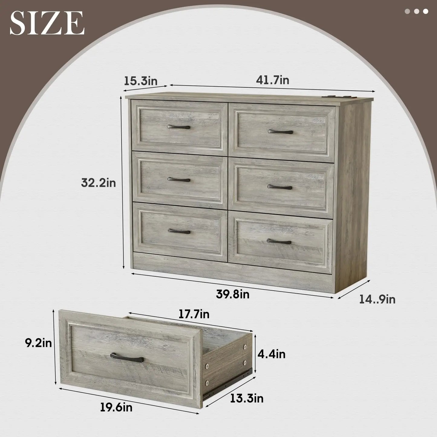 Vabches 6 Drawer Dresser For Bedroom With Power Strip