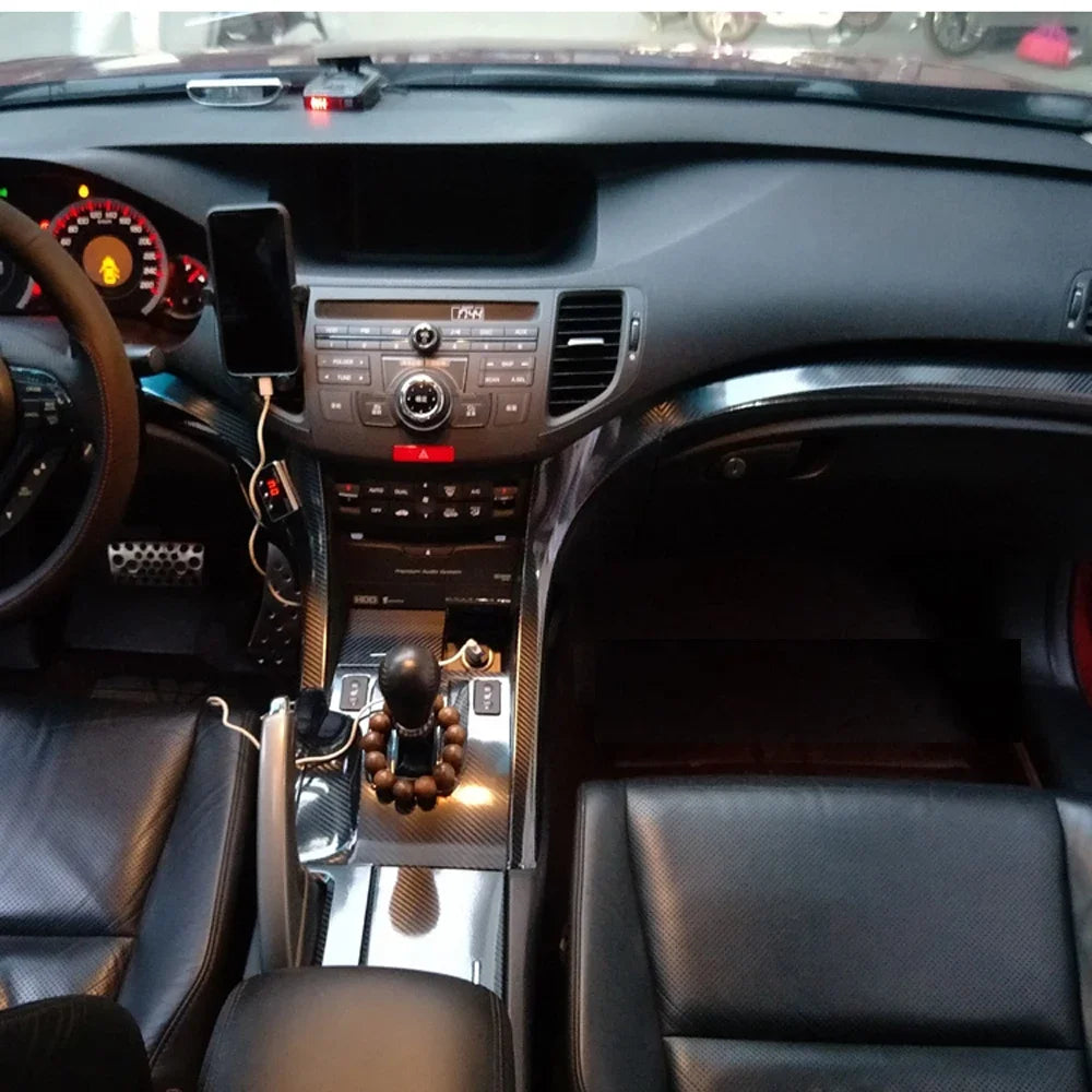 Car Styling Carbon Fiber Interior Center Console Color Change Molding Sticker Decals for Honda Acura TSX 2009 to 2013