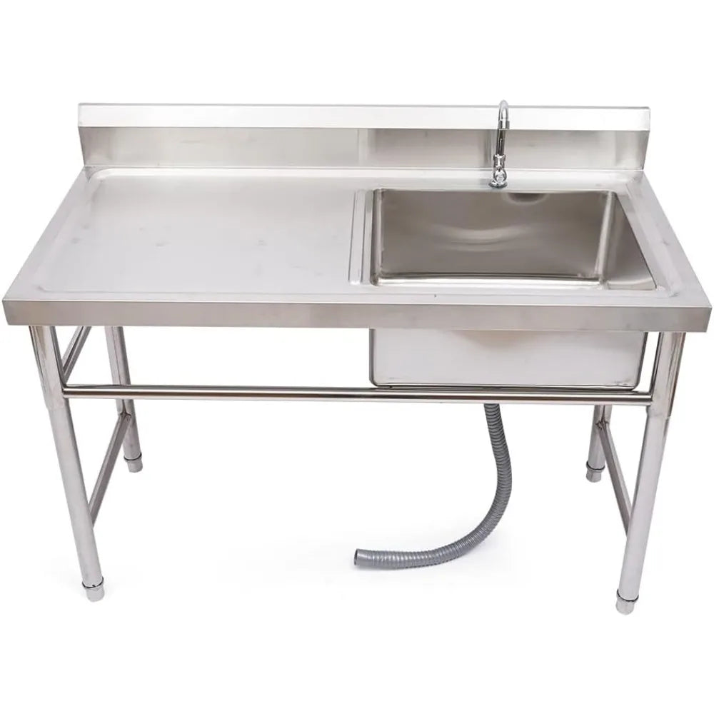 Stainless Steel Utility Sink Freestanding Kitchen Workbench