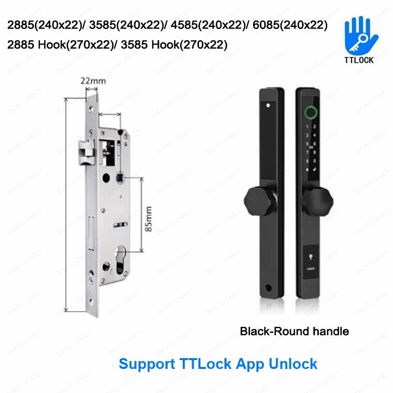 ZhdCookey Electronic Door Lock APP Remote Unlock Waterproof Fingerprint IC Card Password Aluminum Alloy Sliding Door Smart Lock