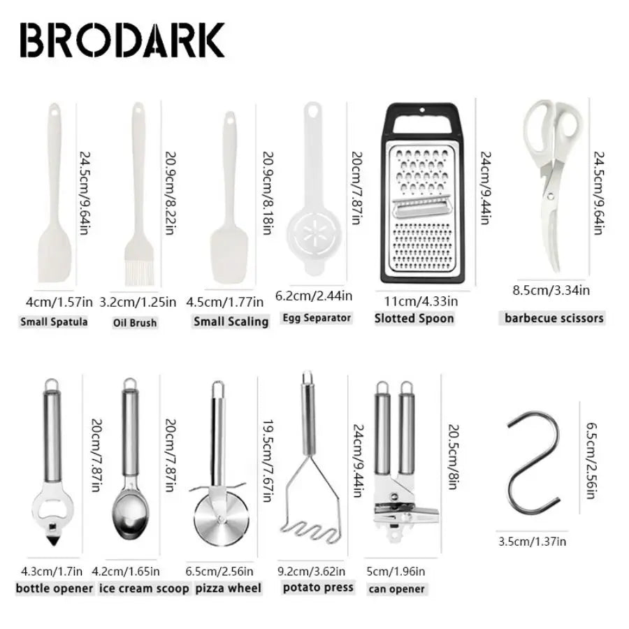 44PCS Premium Silicone Kitchen Utensil Set With Wooden Handles Heat Resistant Non Stick Friendly Cooking Tools