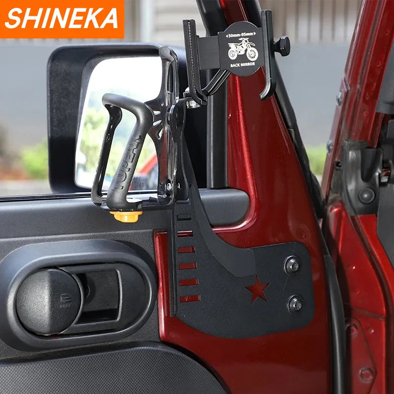 Shineka Jeep Wrangler Front Door Cup Holder And Phone Mount