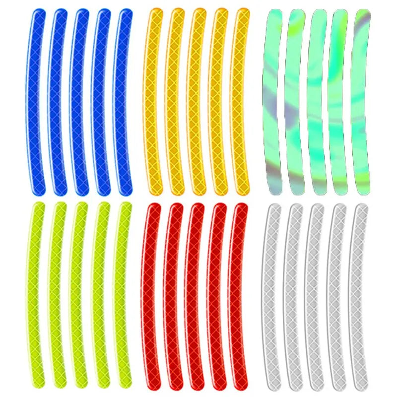 20 Pieces Car Tire Rim Reflective Stickers Night Safety Warning Strip Motorcycle Bike Auto Wheel Hub Reflector Decals
