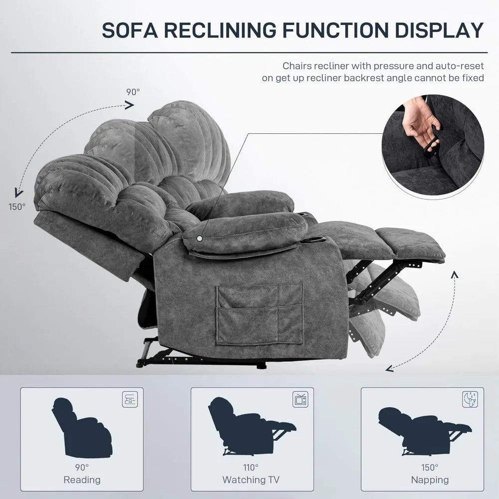 XMSJ Modern Recliner Chair Ergonomic Lounge Single Sofa