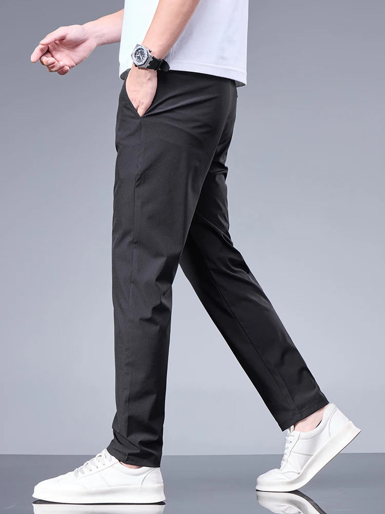 Men's Casual Ice Silk Straight Pants for Spring and Summer