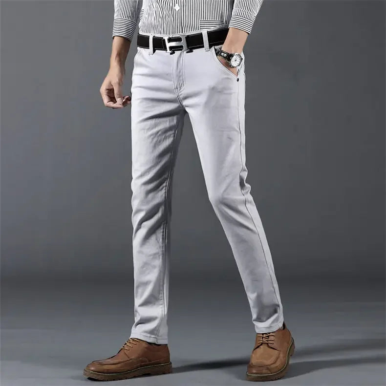 Men's Cotton Elastic Slim Jeans by NoEnName