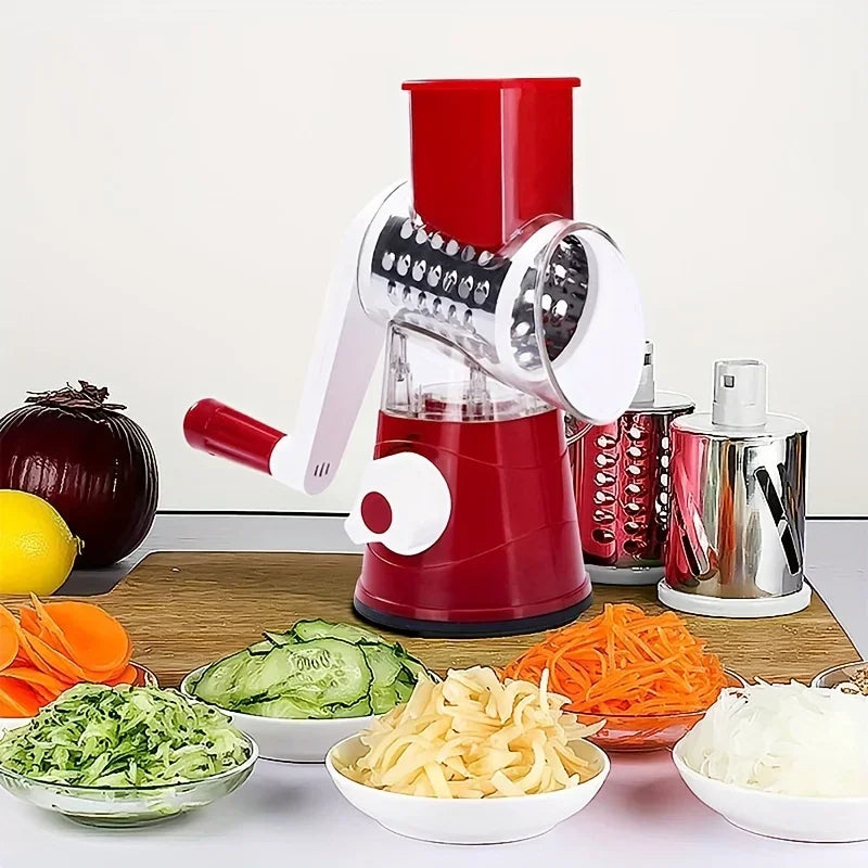 Vegetable Cutter and Slicer Manual Kitchen Cheese Chopper with 3 Sharp Drums