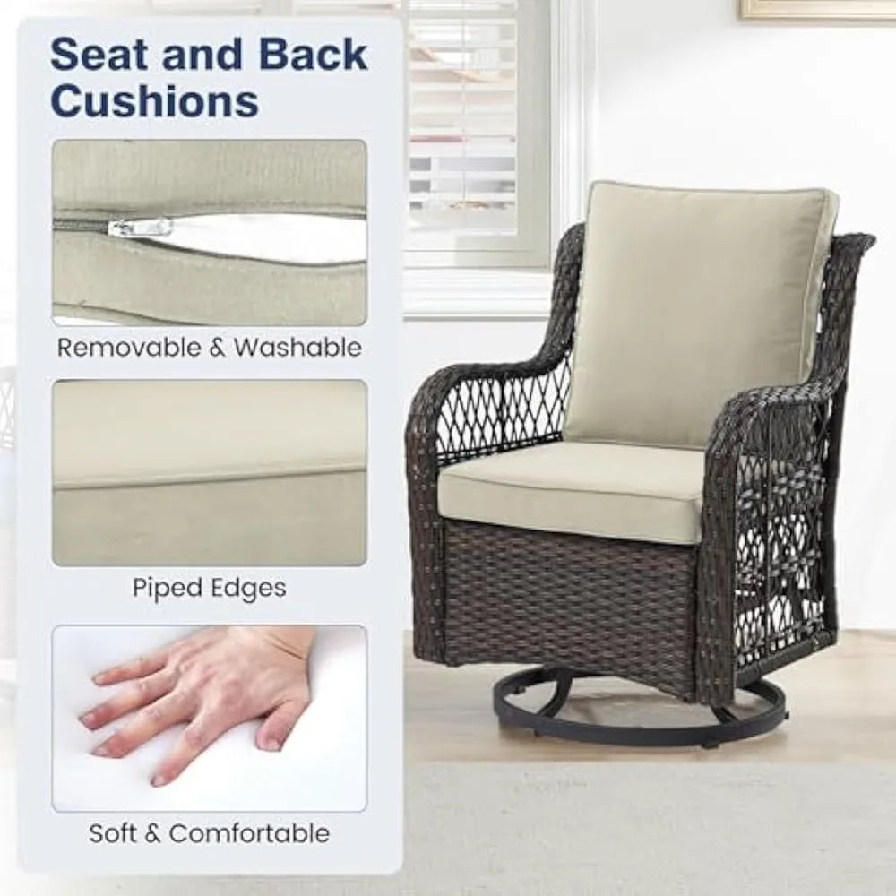 RBXCHign Outdoor Swivel Rocker Chair Set With Side Table