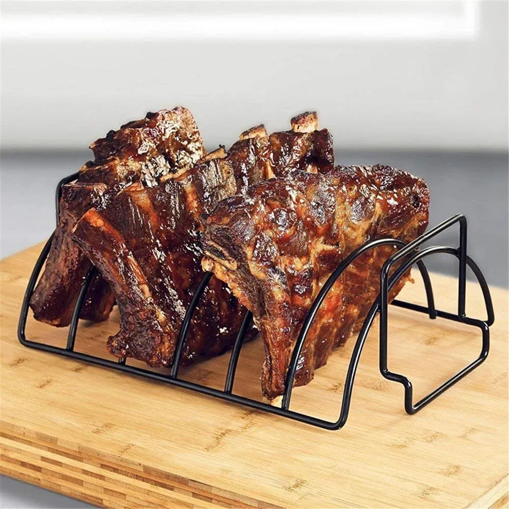 Non-Stick Stainless Steel BBQ Rib Rack for Perfect Grilling