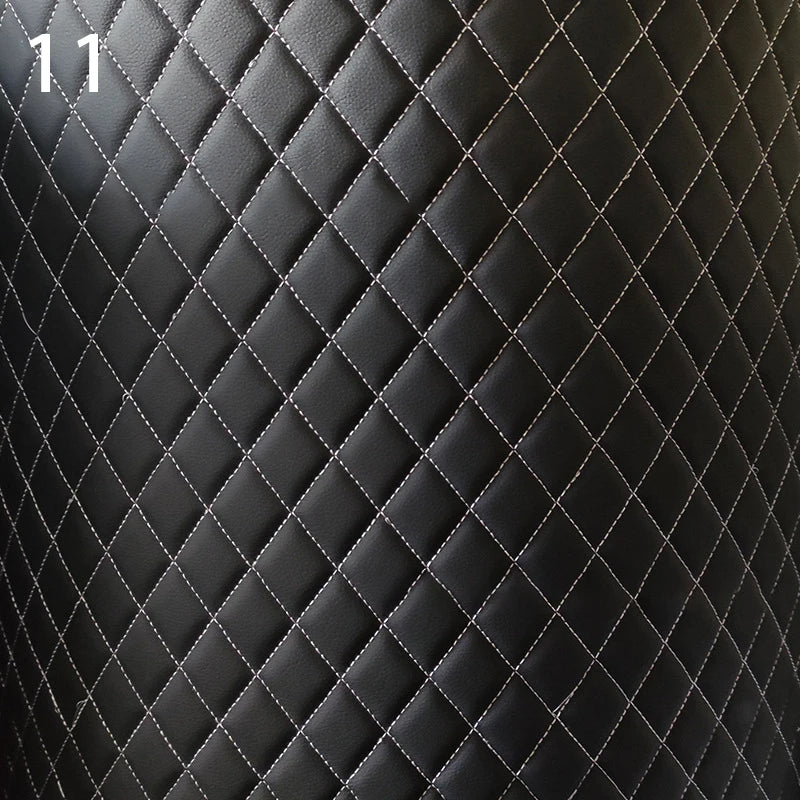 100x158cm Faux Leather Fabric Sponge Quilted Embroidered Car Interior Material and Home Decor PVC Fabric