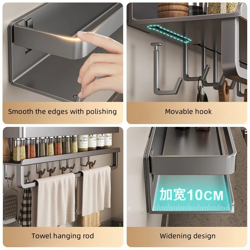 Choice Aluminum Wall Mounted Shelf Kitchen Spice Rack