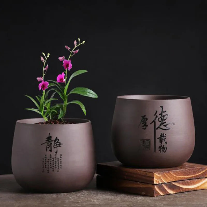 Ceramic Flower Pot For Orchid Bonsai Vase With Drain Hole