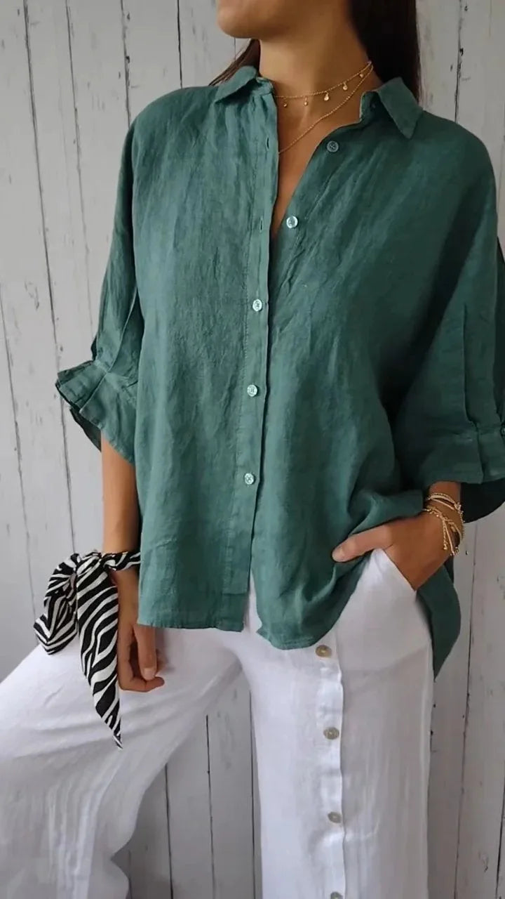 CN Guangdong Cotton Linen Womens T Shirt Loose Fit Top