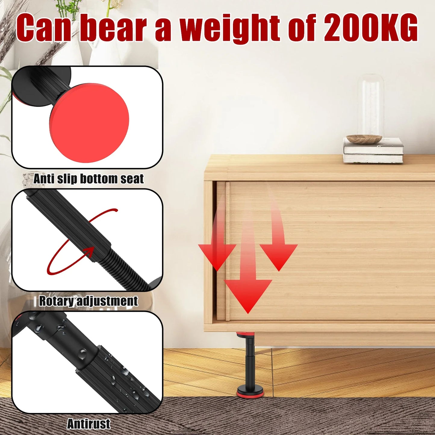 Telescopic Cabinet Support Rod 2 Pack Nylon Bracket