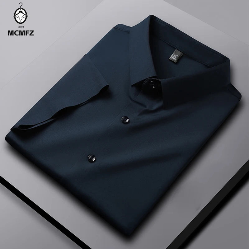 Men's Business Casual Short Sleeve Solid Color Shirt