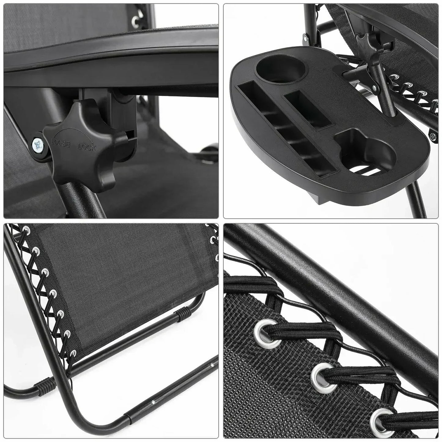 Folded Outdoor Zero Gravity Folding Lounge Chair Cup Holder