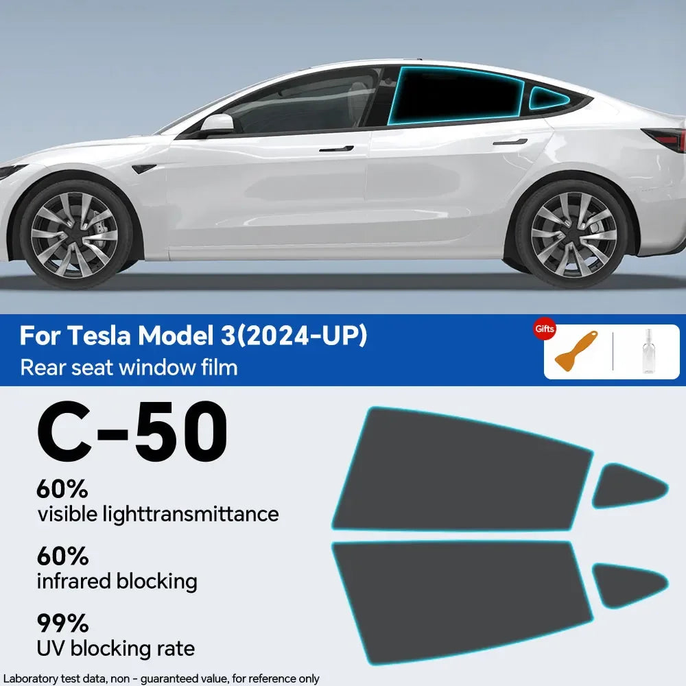 PFCC Pre-Cut Car Window Privacy Tint Film For Tesla Model 3 2024 Highland Ceramic Solar UV Protector Film