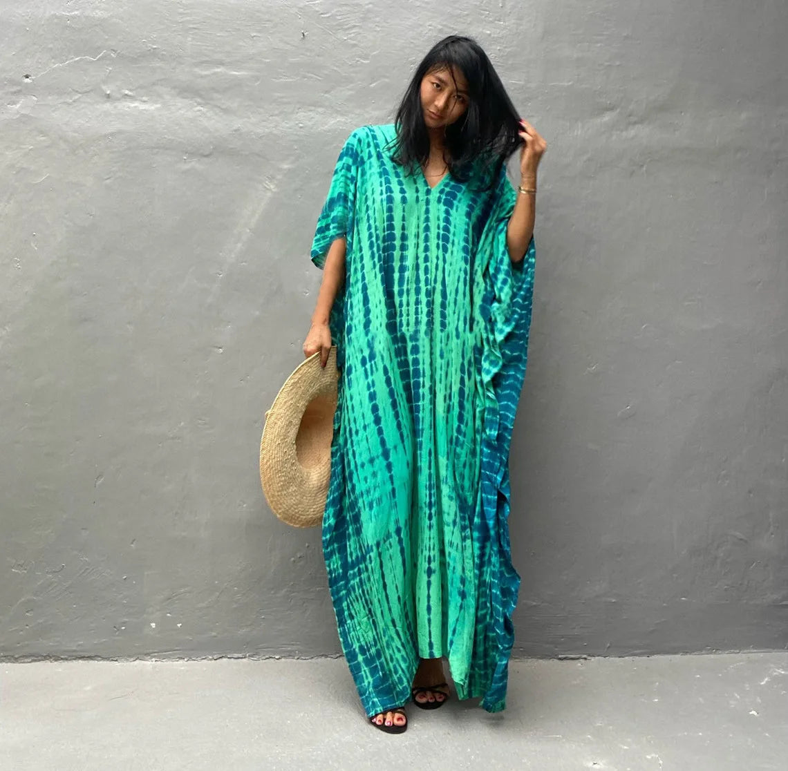 Plus Size Women Beach Coverup Casual Kaftan Swimwear Dress