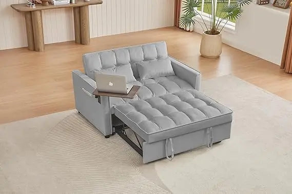 Modern 3-in-1 Convertible Sofa Bed with Swivel Side Table